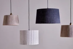 Sanja Cotton Stripe Lampshade - Off White & Grey