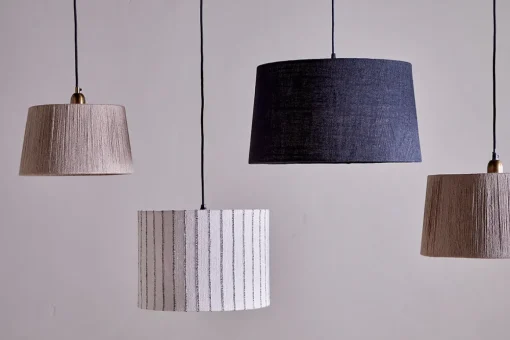 Sanja Cotton Stripe Lampshade - Off White & Grey