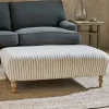 Sanja Stripe Upholstered Ottoman - Off White