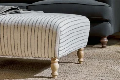 Sanja Stripe Upholstered Ottoman - Off White