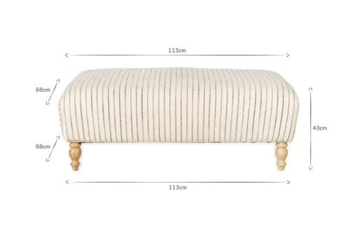 Sanja Stripe Upholstered Ottoman - Off White