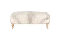 Sanja Stripe Upholstered Ottoman - Off White