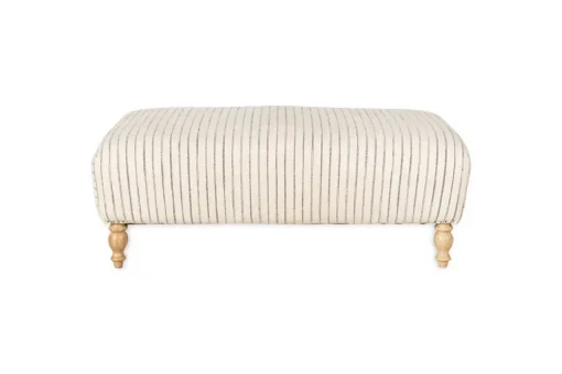 Sanja Stripe Upholstered Ottoman - Off White