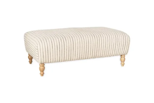 Sanja Stripe Upholstered Ottoman - Off White