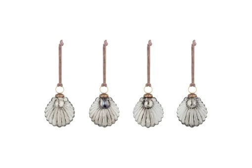 Sohni Shell Baubles - Gold & Cream - (Set of 4)