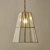 Solan Glass Lantern Pendant - Clear & Antique Brass
