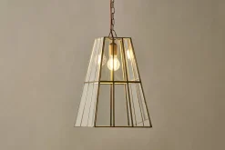 Solan Glass Lantern Pendant - Clear & Antique Brass