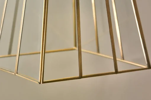Solan Glass Lantern Pendant - Clear & Antique Brass