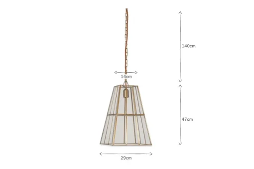 Solan Glass Lantern Pendant - Clear & Antique Brass