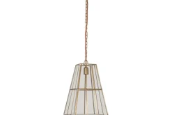 Solan Glass Lantern Pendant - Clear & Antique Brass