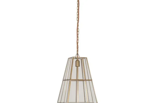 Solan Glass Lantern Pendant - Clear & Antique Brass