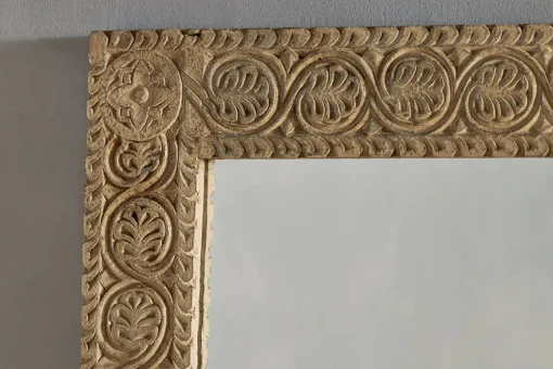 Tannir Mango Wood Carved Mirror - Natural