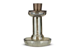 Tharad Recycled Glass Candle Holder - Smoke Lustre