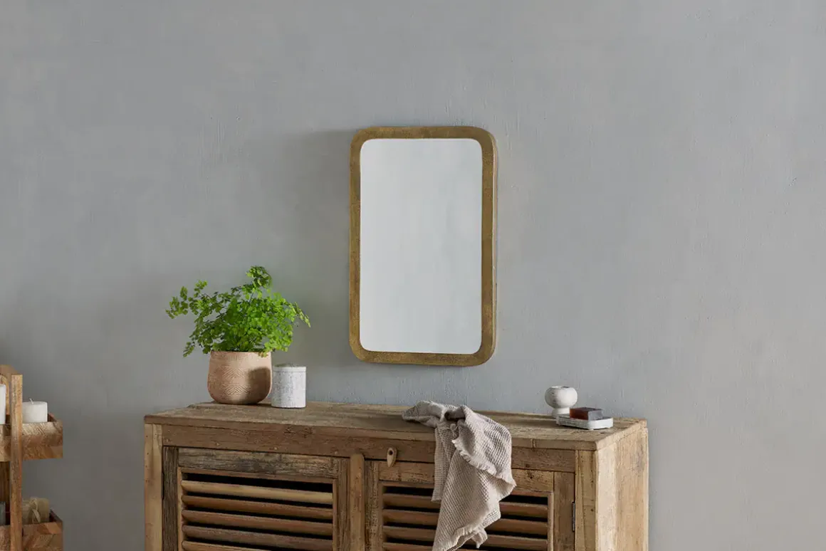 Ungura Rounded Mirror - Antique Brass - Small