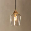 Varuna Mango Wood & Glass Pendant Lamp - Natural & Clear