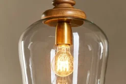 Varuna Mango Wood & Glass Pendant Lamp - Natural & Clear