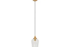Varuna Mango Wood & Glass Pendant Lamp - Natural & Clear