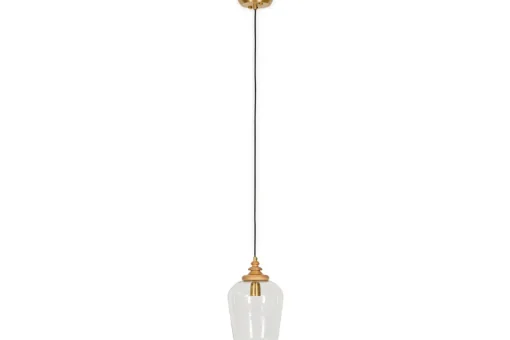 Varuna Mango Wood & Glass Pendant Lamp - Natural & Clear