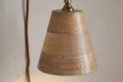 Vattu Mango Wood Plug In Wall Lamp - Natural & Antique Brass
