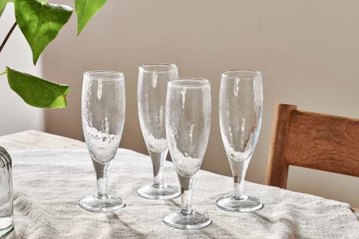 Yala Hammered Champagne Glass - Clear Glass (Set of 4)