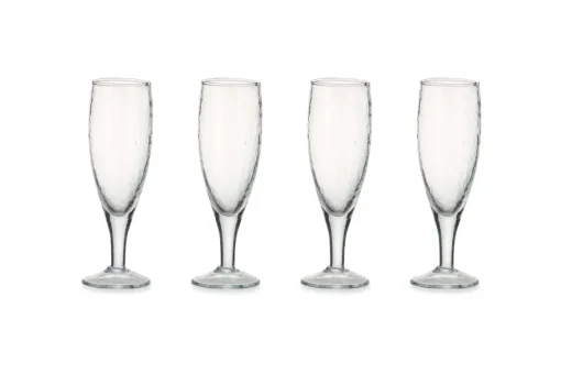 Yala Hammered Champagne Glass - Clear Glass (Set of 4)