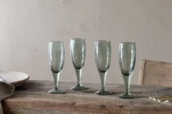Yala Hammered Champagne Glass - Sage Green (Set of 4)